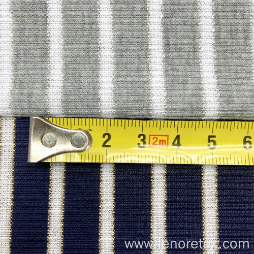 Metallic Polyester Stretch Knit Yarn Dyed Rib Fabric